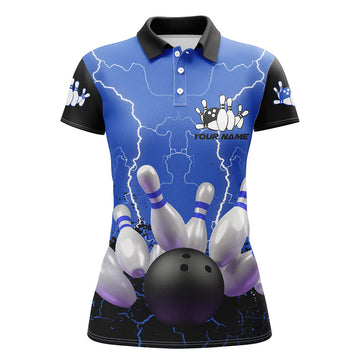 Blue Lightning Women's Bowling Polo Shirt - Custom Team Uniform N5200