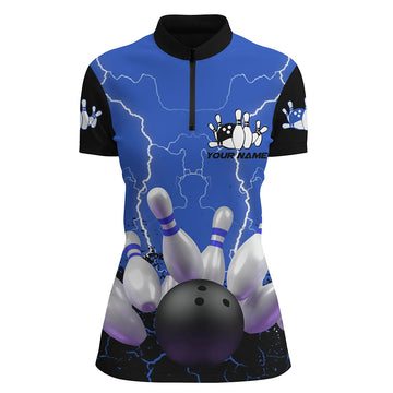 Blue Lightning Women's Quarter Zip Bowling Jersey N5200