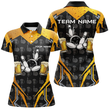 Black Camo Women's Bowling Shirt - Custom Team Jersey N8224