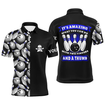 Black Men's Bowling Polo Shirt N6829