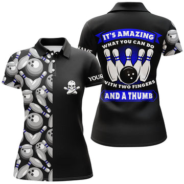Skull Black Women's Bowling Polo Shirt N6829