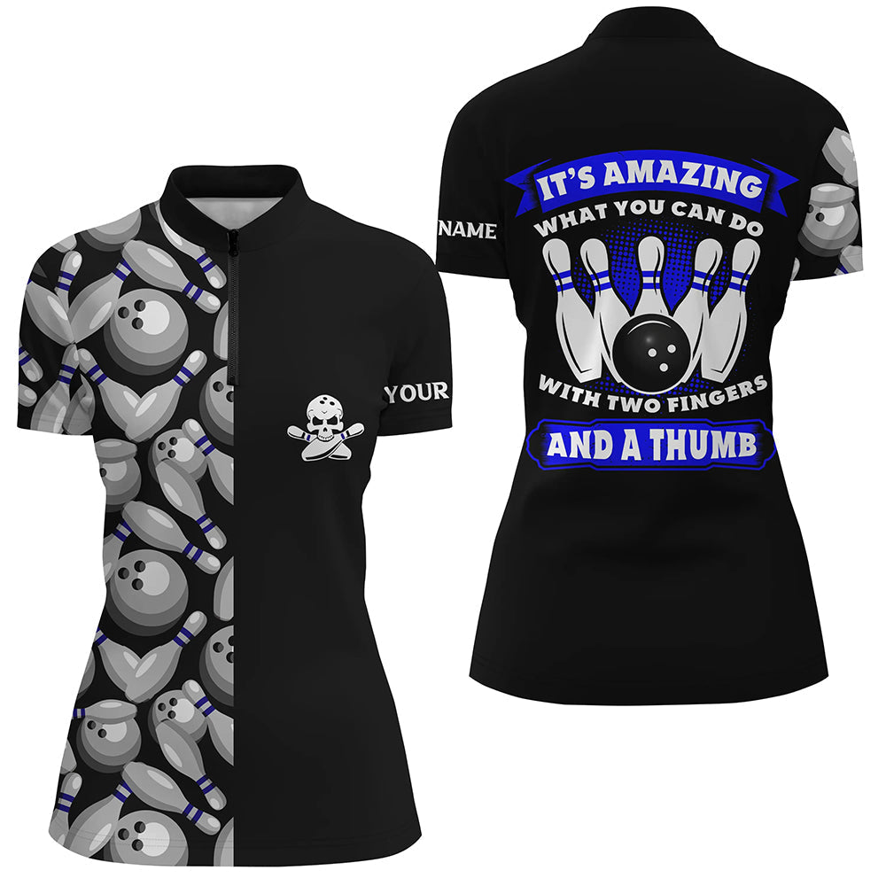 Skull Women's Bowling Quarter-Zip Shirt N6829