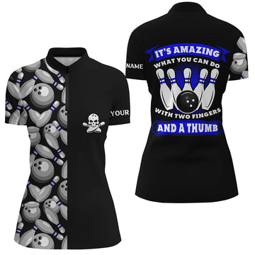 Skull Women's Bowling Quarter-Zip Shirt N6829