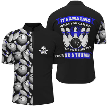 Skull Men's Bowling Quarter-Zip Shirt N6829
