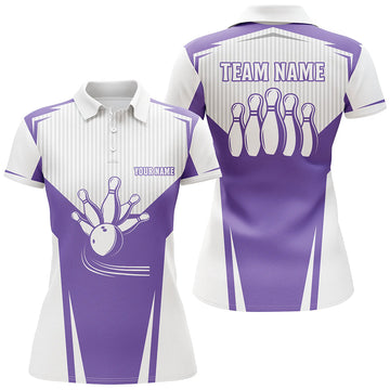 Women's Purple Bowling Polo Shirt - Custom Strike Team Jersey N6831
