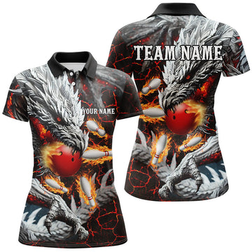 Red Magma Custom Dragon Flame Bowling Shirts for Women N8252