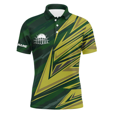 Men's Green Yellow Camo Bowling Team Polo Shirt N6380