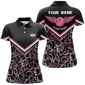 Custom Pink Short Sleeve Polo Bowling Shirt for Women N4555