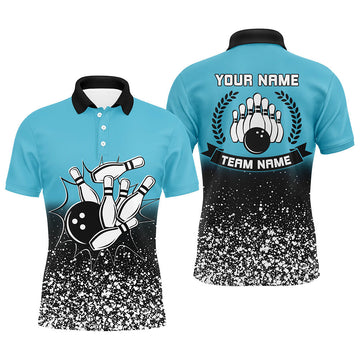 Men's Blue Retro Bowling Polo Shirt N6407