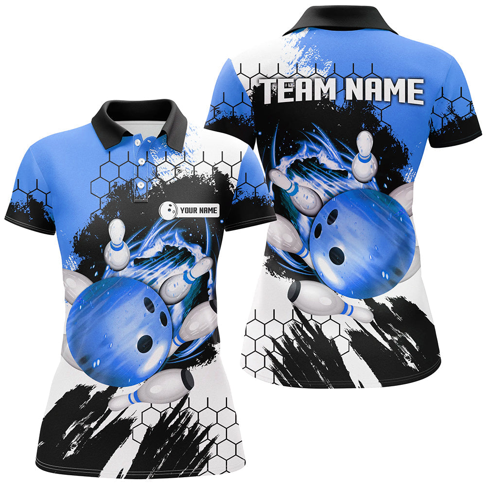 Blue Flame Bowling Polo Shirt for Women - Custom Team League N7162