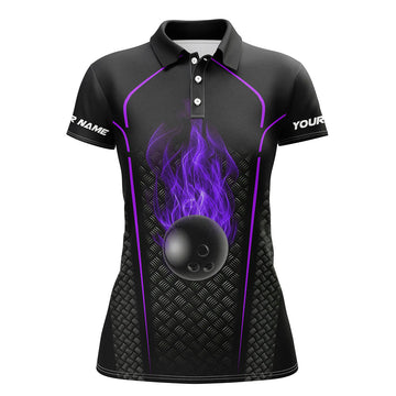 Women's Purple 3D Fire Bowling Polo Jersey N7053