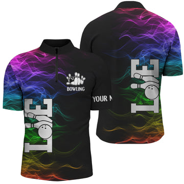 Men's Colourful Bowling Quarter Zip Shirt - Custom Personalised Gift N4396