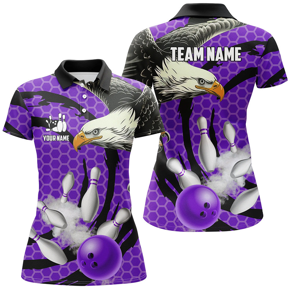 Eagle Purple Camo Women's Bowling Polo Shirt N7515