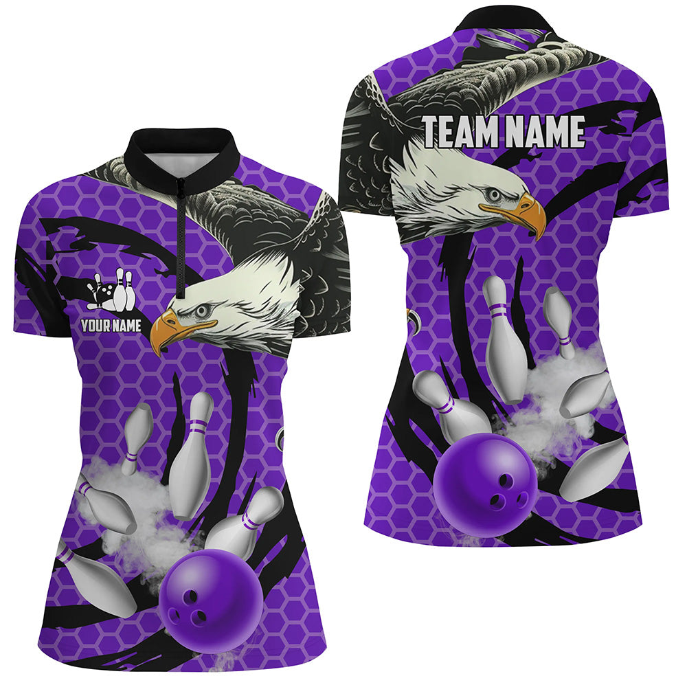 Eagle Purple Camo Women's Bowling Quarter Zip Shirt N7515