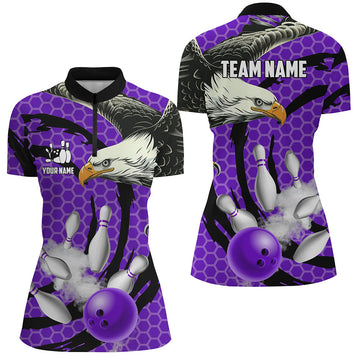 Eagle Purple Camo Women's Bowling Quarter Zip Shirt N7515