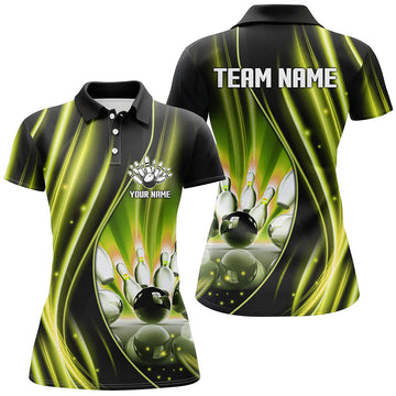 Yellow & Black Women's Polo 1/4 Zip Bowling Shirt N8098