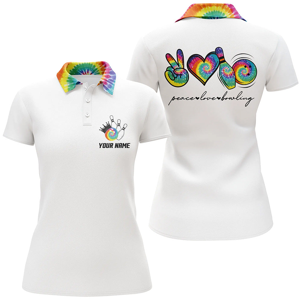 Women's Tie-Dye Bowling Polo Shirt - Peace & Love N6693