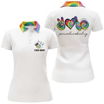 Women's Tie-Dye Bowling Polo Shirt - Peace & Love N6693