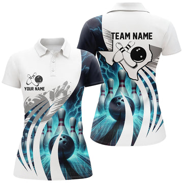 Blue Thunder Women's Bowling Polo Shirt - Custom Texas Team Jersey N7074