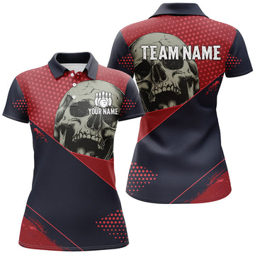 Women's Red & Navy Skull Bowling Shirts N8352