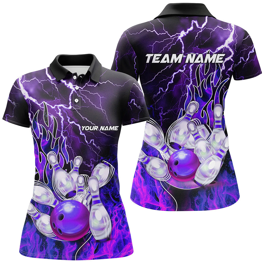 Women's Purple Lightning Bowling Polo Shirt N7079