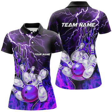Women's Purple Lightning Bowling Polo Shirt N7079