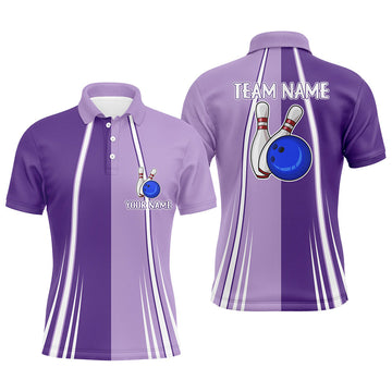 Personalised Purple Retro Bowling Polo, Quarter Zip for Men N7578