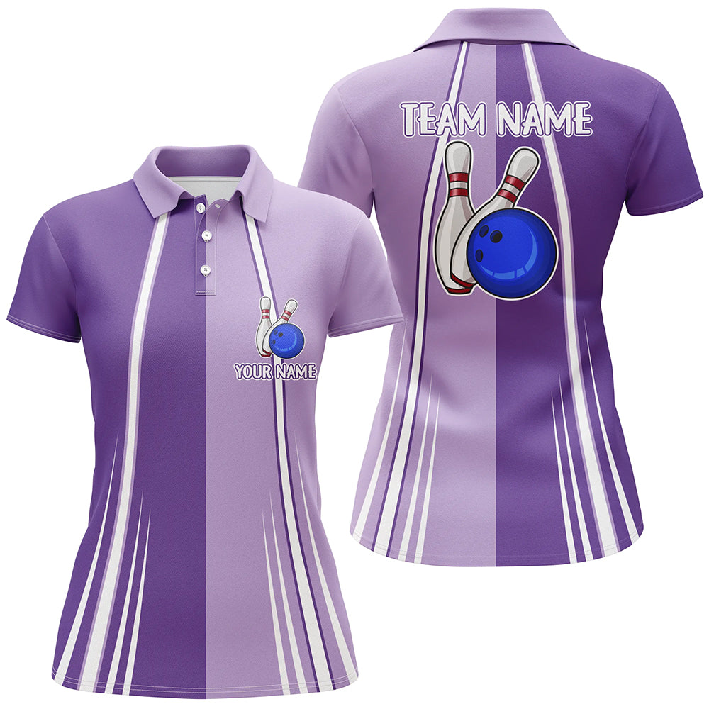Personalised Purple Retro Bowling Polo for Women N7578