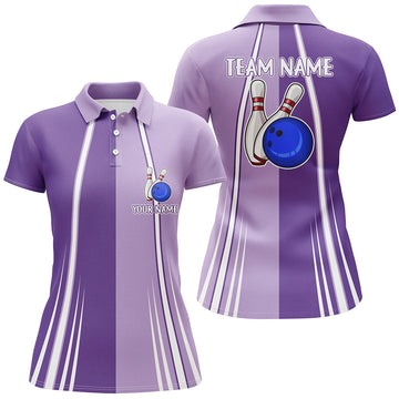 Personalised Purple Retro Bowling Polo for Women N7578