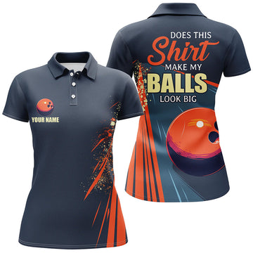 Personalised Navy & Orange Retro Bowling Shirt for Women N7723