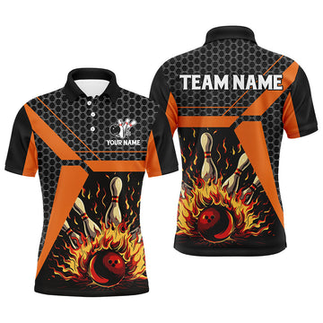 Men's Orange Bowling Polo Shirt - Custom Team League Jersey N7971