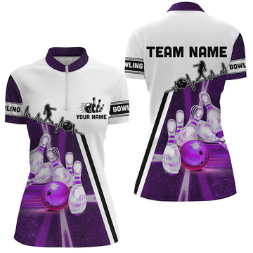 Women's Purple Galaxy Bowling Quarter Zip Team Jersey N6768