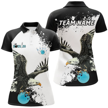 Blue Women's Bowling Polo Shirt - Custom Eagle Team N7404