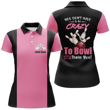 Pink Women's Bowling Polo Shirt - Custom Design N4689