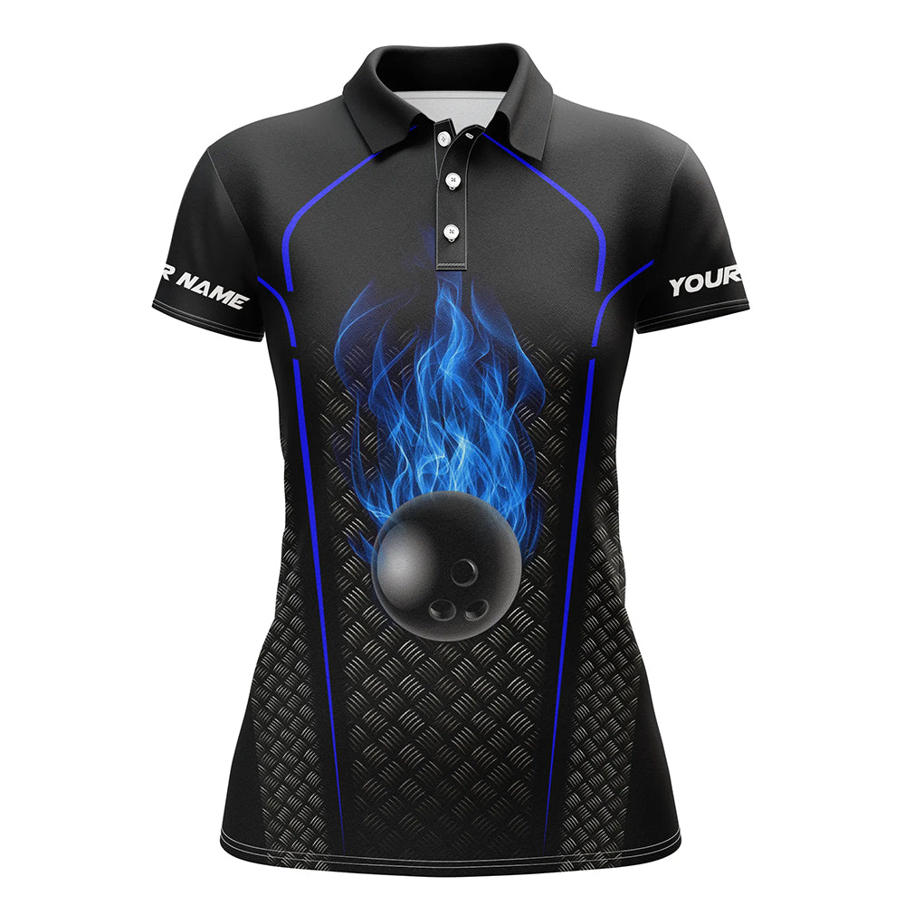 Women's Blue 3D Bowling Team Polo Shirt N5143