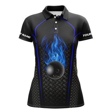 Women's Blue 3D Bowling Team Polo Shirt N5143