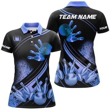 Women's Custom Black & Blue Bowling Shirts N7755