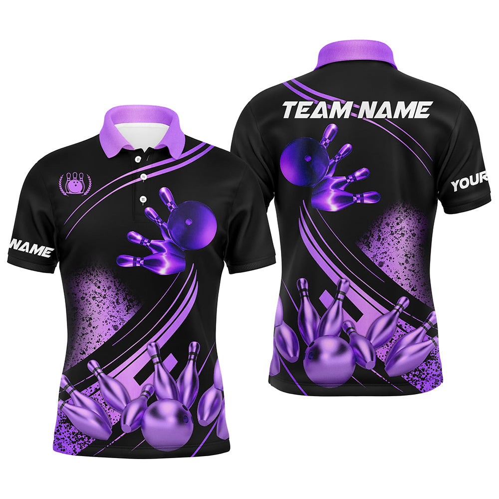 Black & Purple Men's Bowling Shirts - Custom Team Jerseys N7756