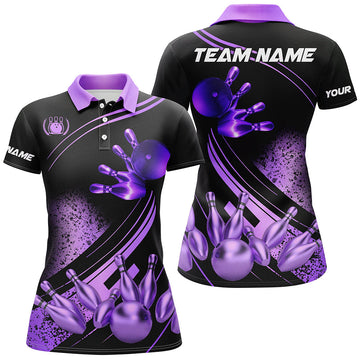 Black & Purple Women's Bowling Shirts - Custom Team Jerseys N7756