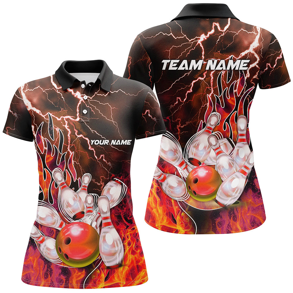 Women's Bowling Polo 1/4 Zip - Custom Orange Thunder Jersey N8174