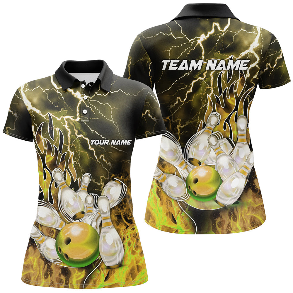 Women's Bowling Polo 1/4 Zip Yellow Thunder Jersey N8176