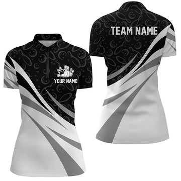 Women's White & Black Camo Bowling Quarter Zip Jersey N7242