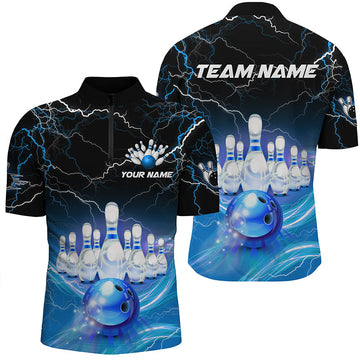 Blue Thunder Men's Bowling Quarter Zip Jersey - Custom Team Gift N7419