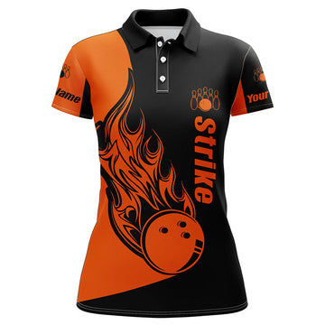Women's Black and Orange Bowling Polos N5661