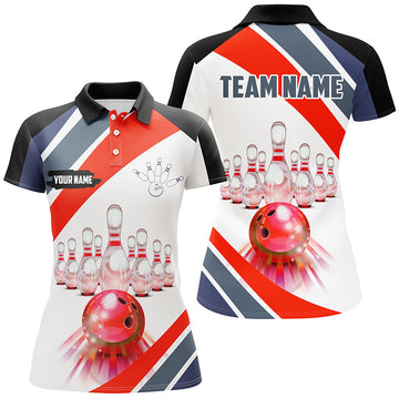 Red Bowling Polo, Women's Quarter Zip Team Jersey N7587