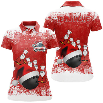 Women's Bowling Polo Shirt - Custom Christmas Snowflake Design N6806