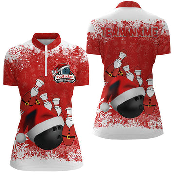 Women's Bowling Quarter Zip Christmas Snowflake Jersey N6806