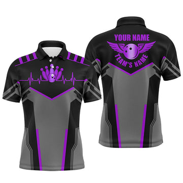 Custom Purple Bowling Shirts for Men - Name & Team Design N7768