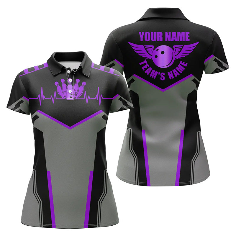 Women's Custom Purple Bowling Shirts with Name & Team Design N7768