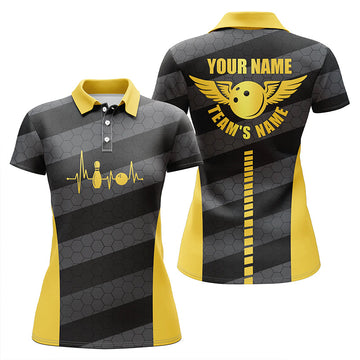 Women's Yellow Bowling Polo Shirt - Custom Team Jersey N5185